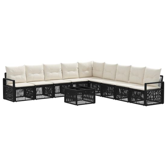 Ensemble de canapé de jardin 10 pc noir polyrotin