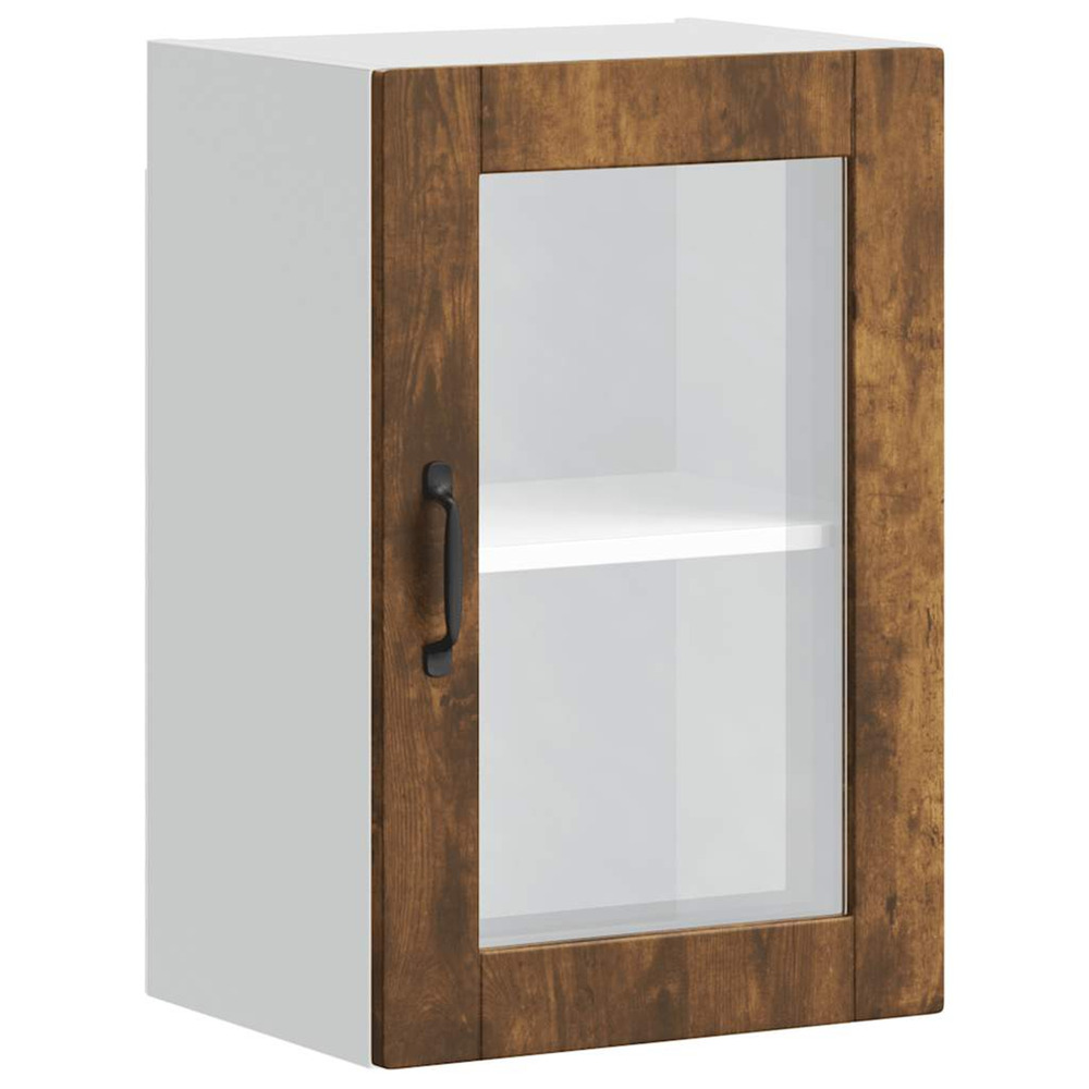 Armoire murale de cuisine avec porte en verre porto chêne fumé