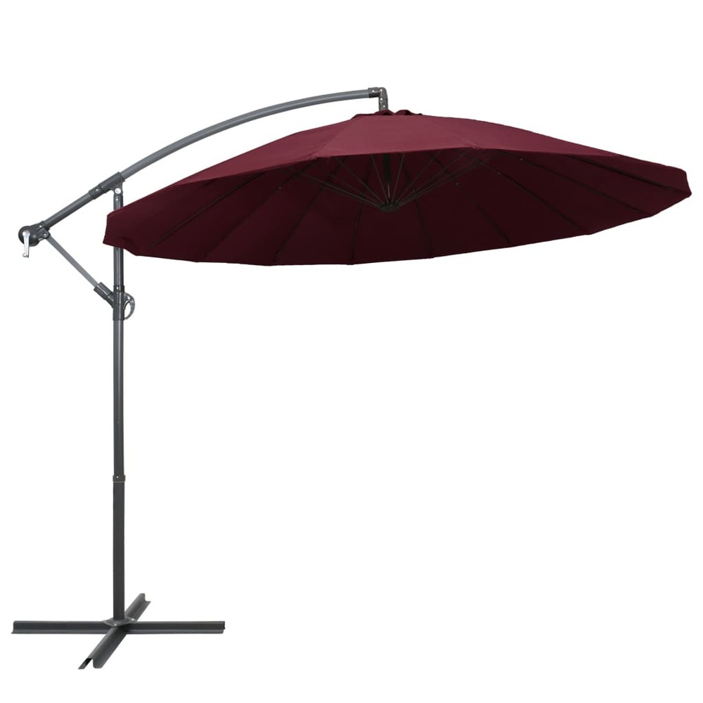 Parasol suspendu 3 m mât en aluminium bordeaux