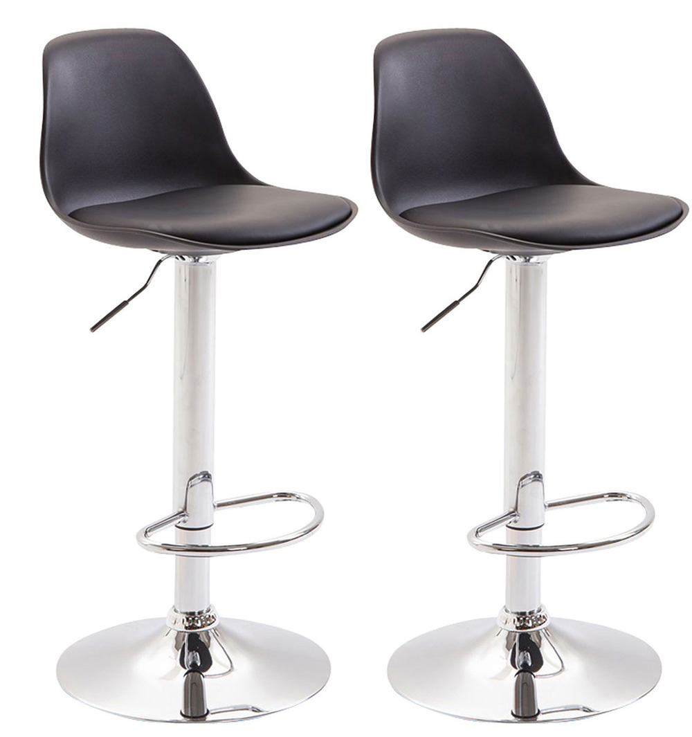 Lot de 2 tabourets de bar kiel plastique chromé