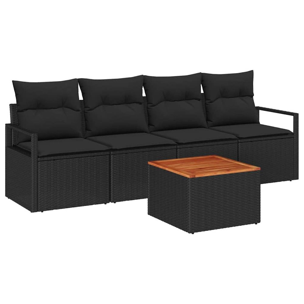 Ensemble de canapé de jardin 5 pc noir polyrotin