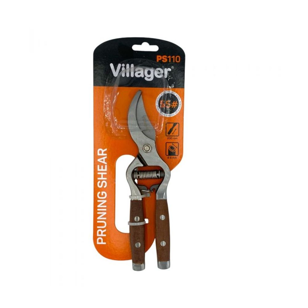 Sécateur manches bois, coupe 12mm, villager ps 110