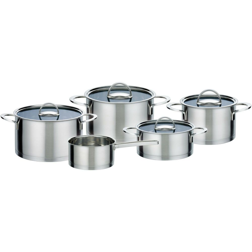 Gsw elegance - batterie de cuisine 9 pieces en acier inoxydable - tous feux dont induction