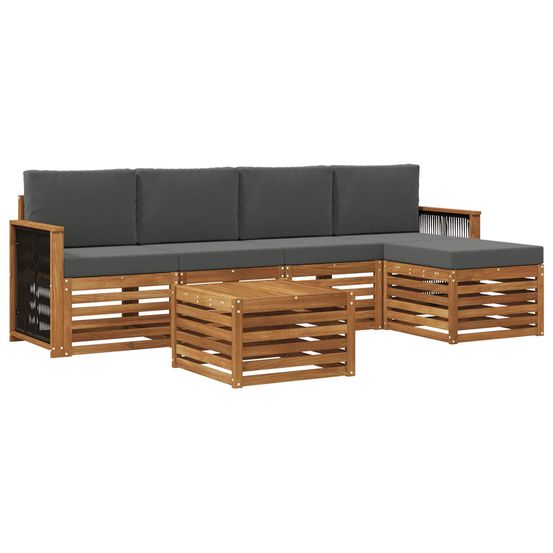 Ensemble de canapés d'extérieur 6 pc naturel et anthracite