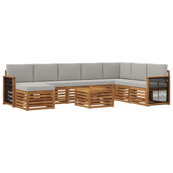 Ensemble de canapés d'extérieur 7 pc naturel et gris clair