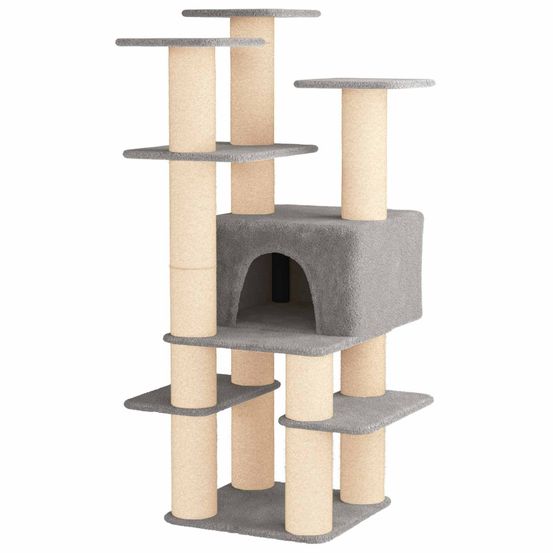 Arbre à chat avec poteaux à griffer en sisal gris clair 161 cm