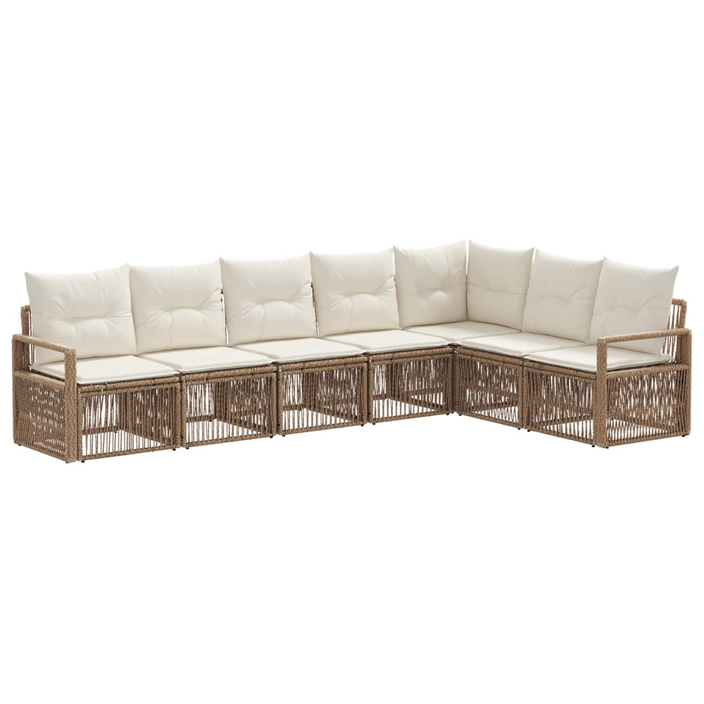 Ensemble de canapé de jardin 7 pcs beige polyrotin