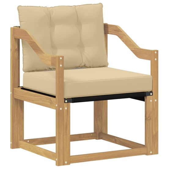 Canapé d’extérieur bois d'acacia massif blanc et beige