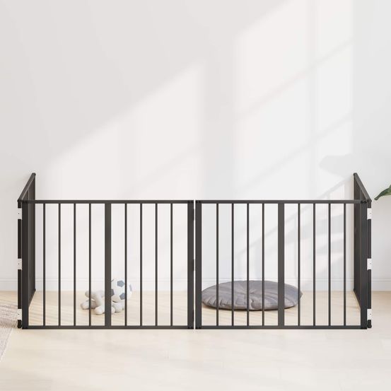 Enclos pliable chien acier galvanisé intérieur espace sécurisé noir 321x60cm