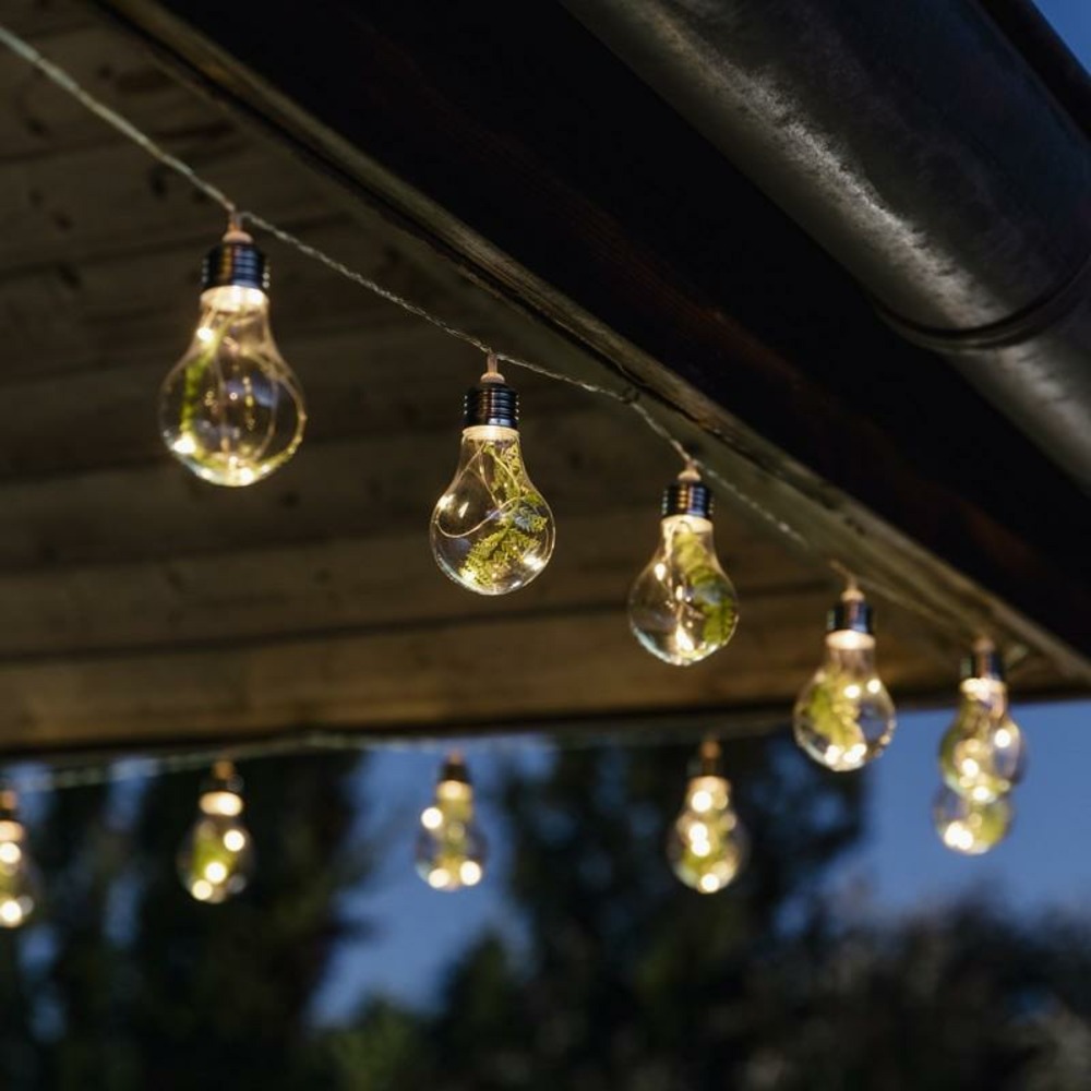 Guirlande solaire 15 ampoules de 6 leds avec décors nature