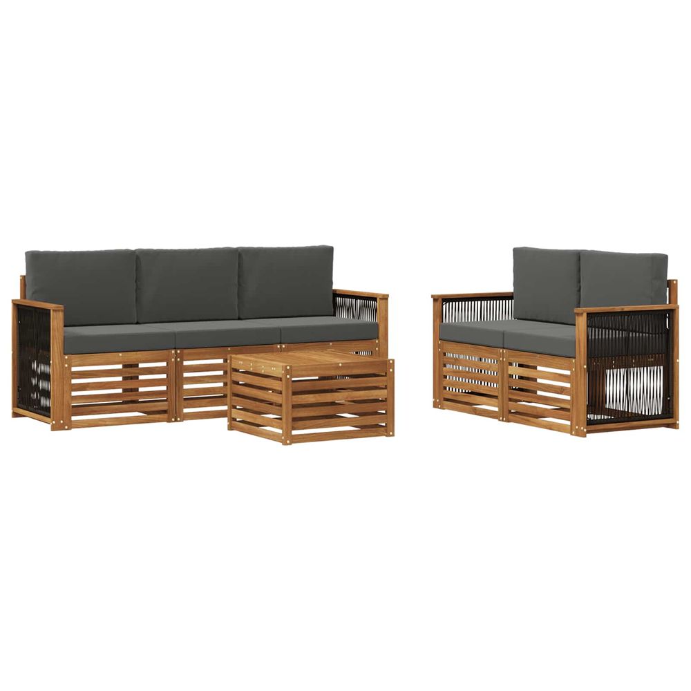 Ensemble de canapés d'extérieur 6 pc naturel et anthracite