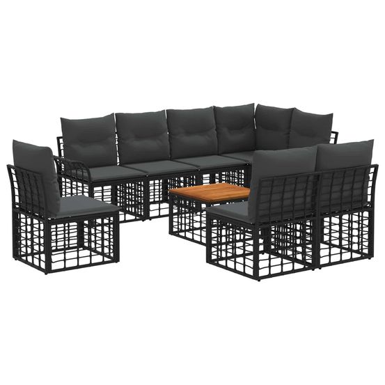 Ensemble de canapés d'extérieur 9 pc noir et gris foncé