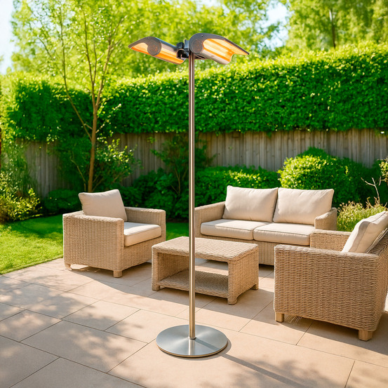 Lampadaire avec double chauffage sined stufa infrarossi terra 4000
