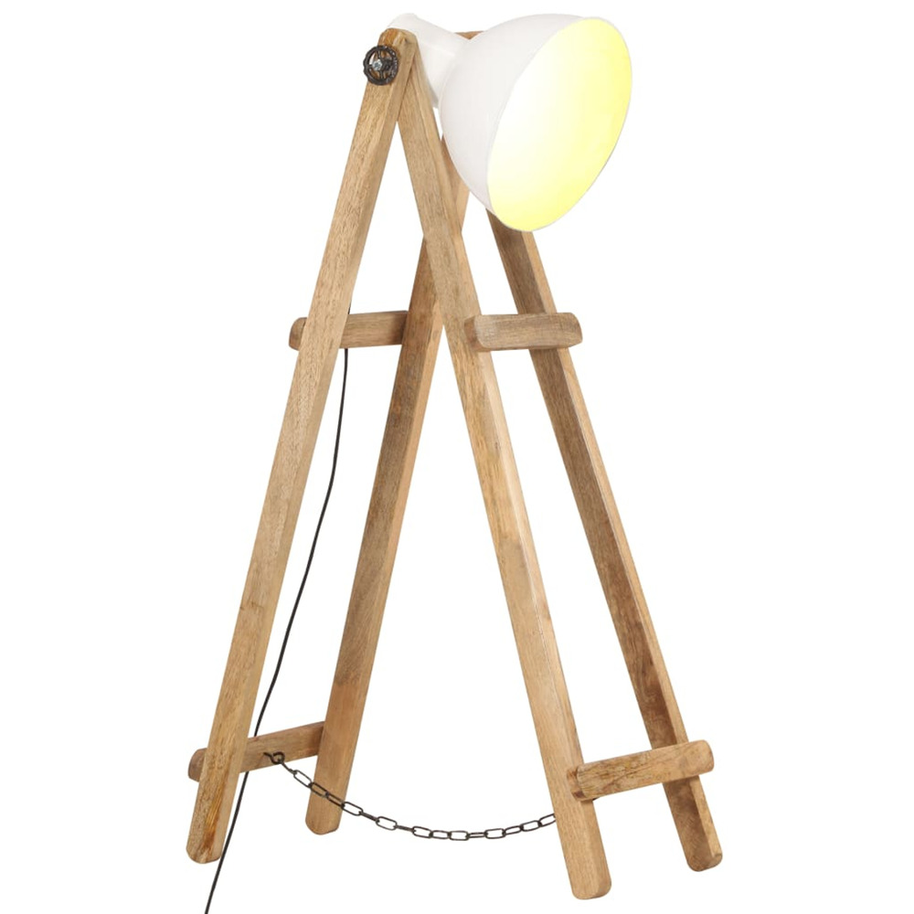 Lampadaire blanc e27 bois de manguier massif