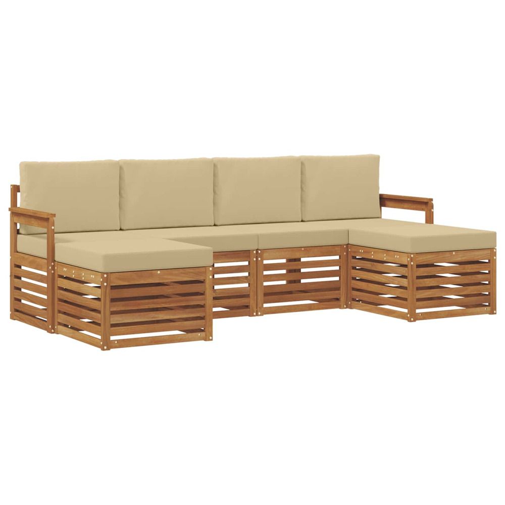 Ensemble de canapés d'extérieur 6 pc naturel et beige