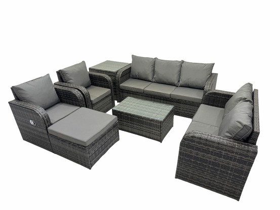 8 places ensemble de meubles de jardin avec table basse rectangulaire canapé 3 places canapé d'amour grand tabouret table d'appoint