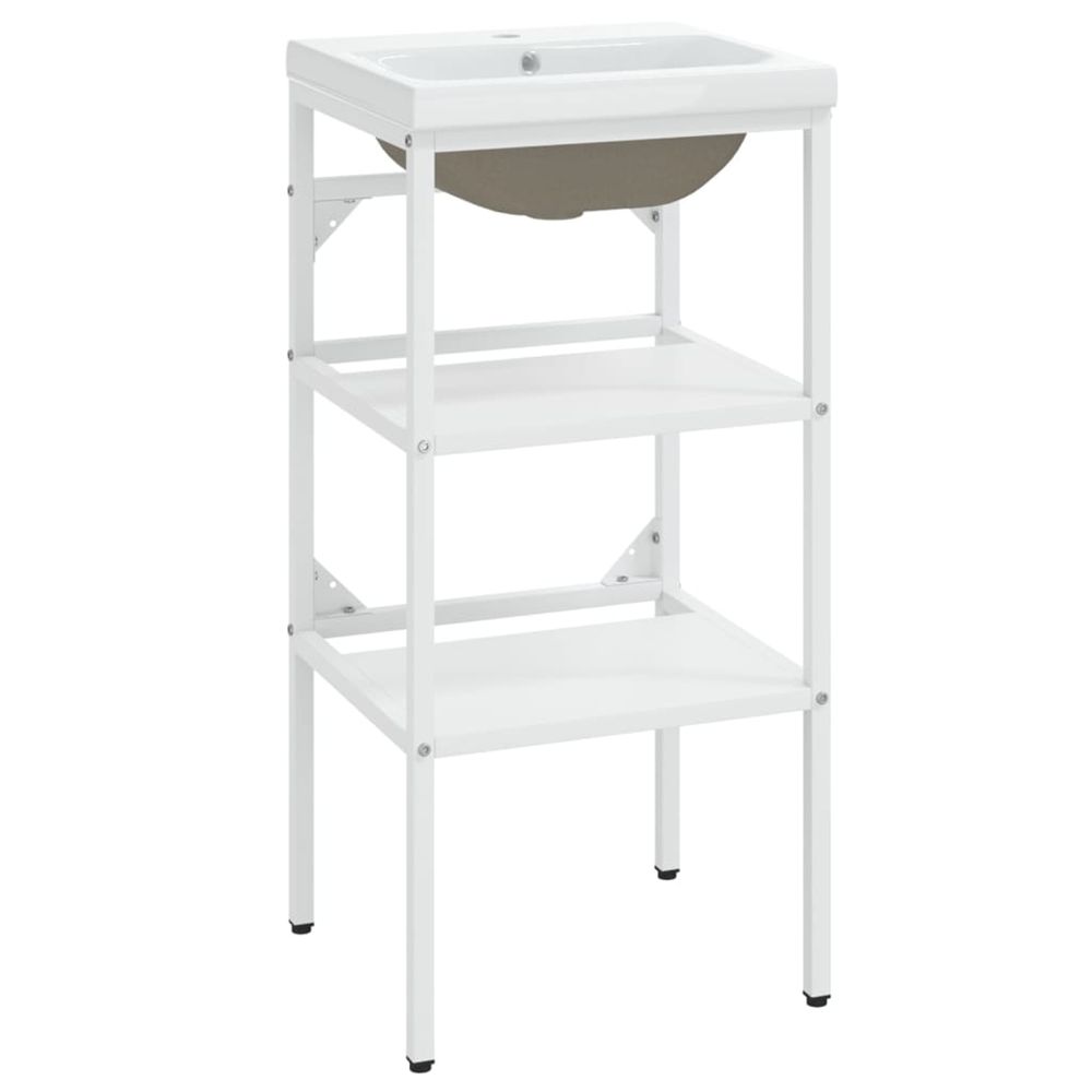 Cadre de lavabo de salle de bain vasque à encastrer blanc fer