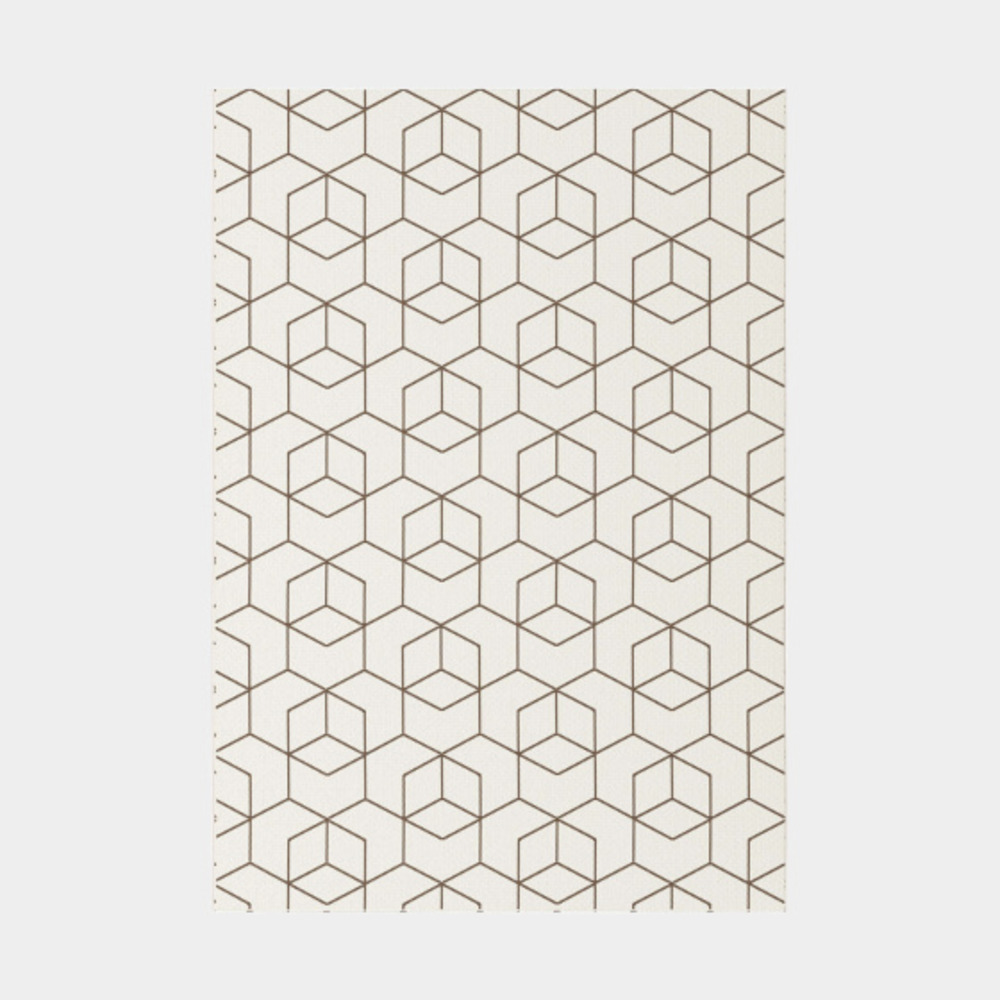 Tapis graphique essenza crème - cubes 3d - 120 x 170 cm