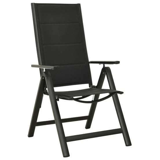 Chaises pliables de jardin lot de 2 textilène et aluminium noir