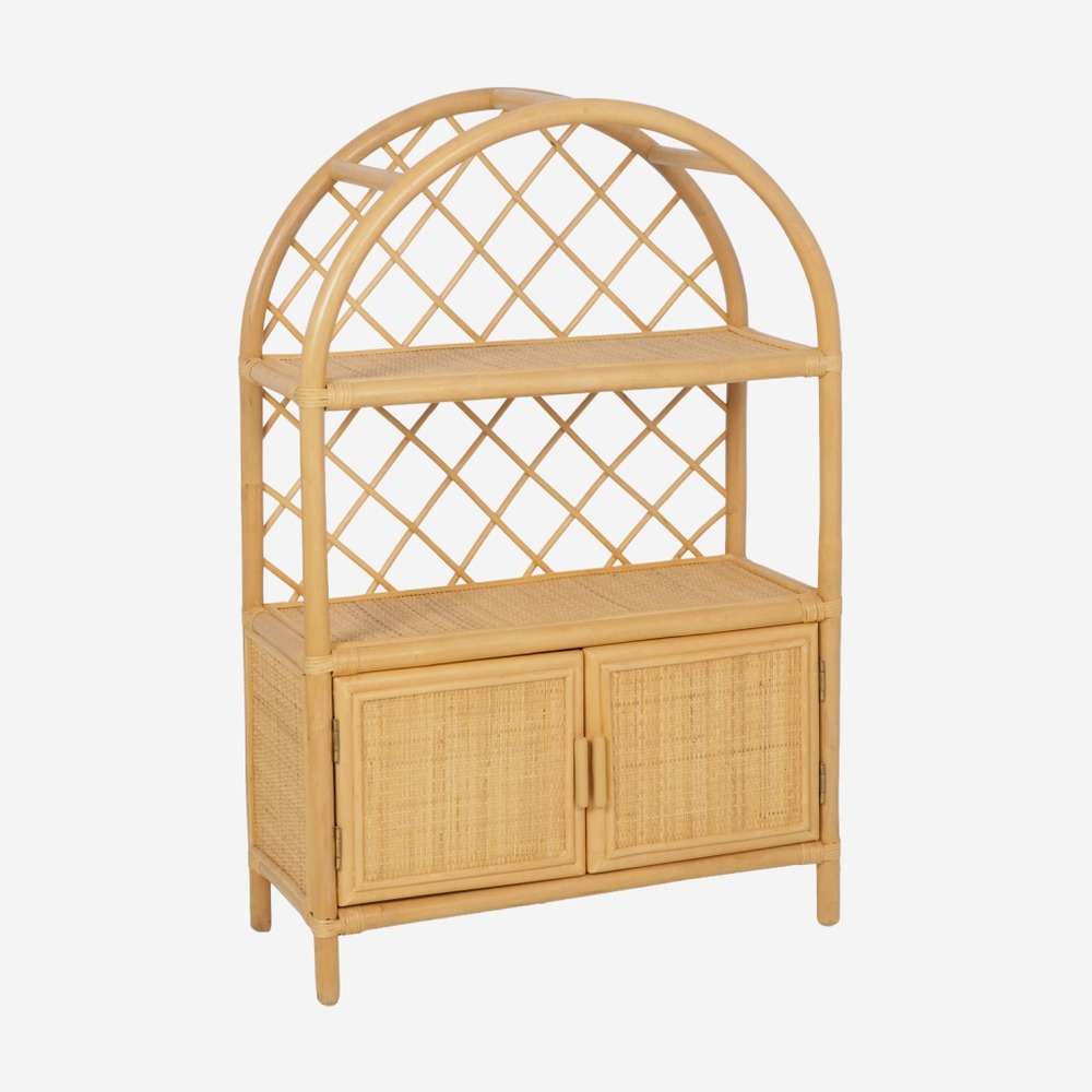 Bibliothèque enfant exotique rotin naturel - 70x30x106cm - arlo