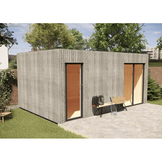 Studio de jardin indépendant à louer en bois 5,5 x 3,5 x 2,7 m avec plancher isolé / menuiseries alu k-line