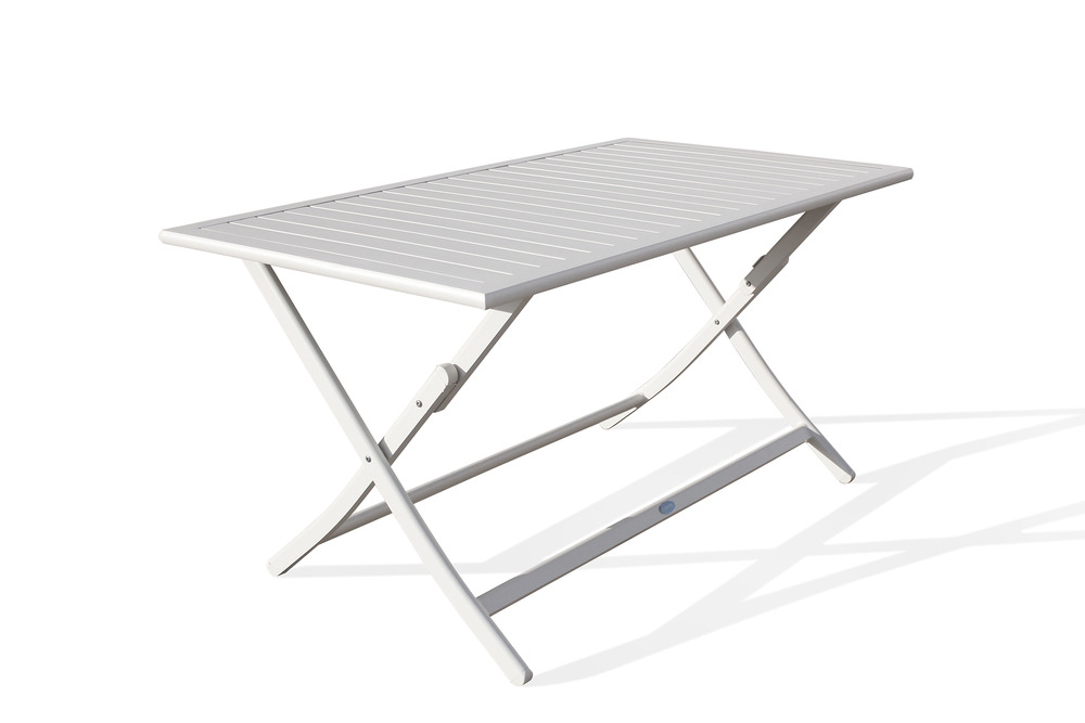 Table de jardin marius 140 cm pliante en aluminium gris