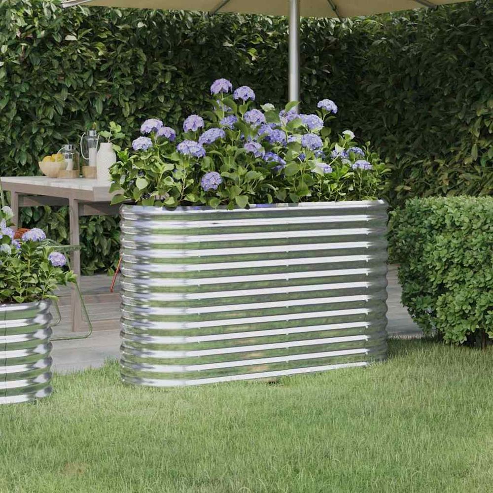 Potager surélevée acier potager jardin balcon argenté 114x40x68 cm