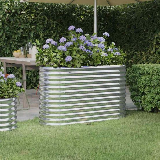 Potager surélevée acier potager jardin balcon argenté 114x40x68 cm