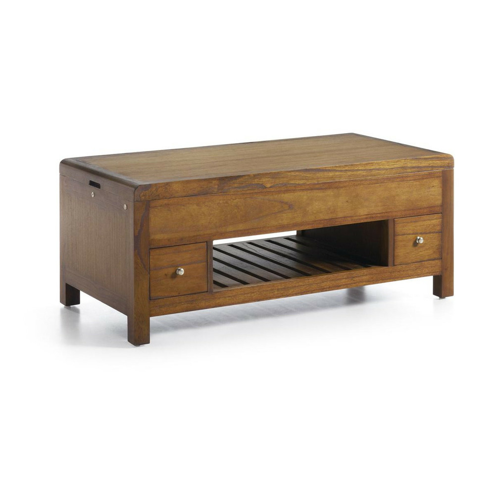 Table basse 2 tiroirs bronze bois marron - athénaïs décoration d'autrefois