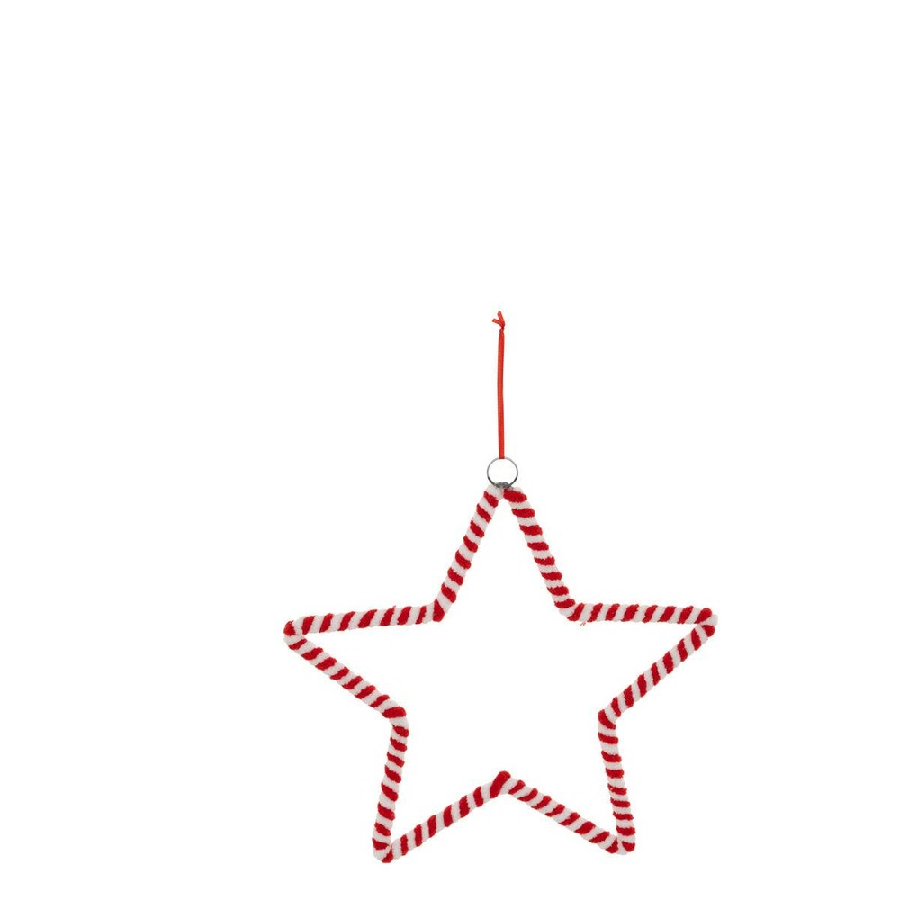Sujet étoile sucre d'orge textile h.25cm rouge