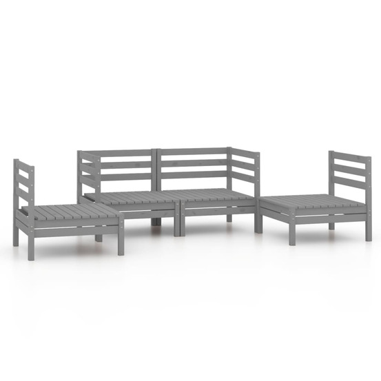 Salon de jardin 4 pcs gris bois de pin massif