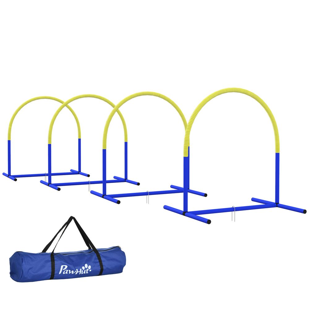 Kit agility chien pe abs 4 arceaux modulables entraînement 88x64x95cm jaune - comfortxl outdoor living