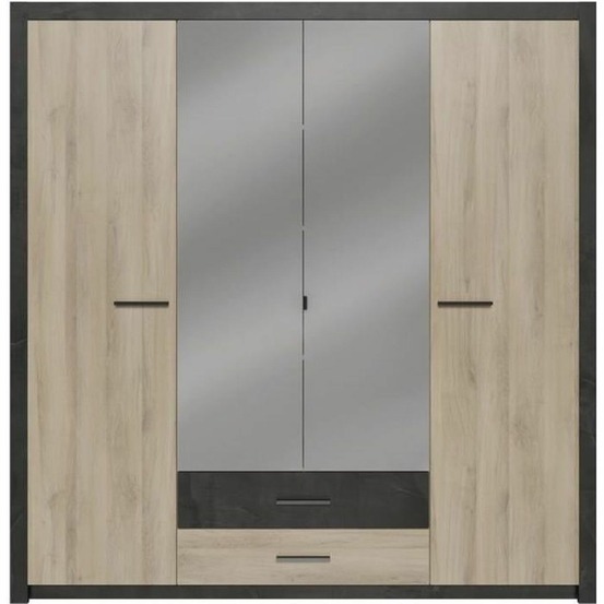 Armoire - chêne kronberg - 4 portes et 2 tiroirs - chambre - 198 x 203,1 x 56,6 cm