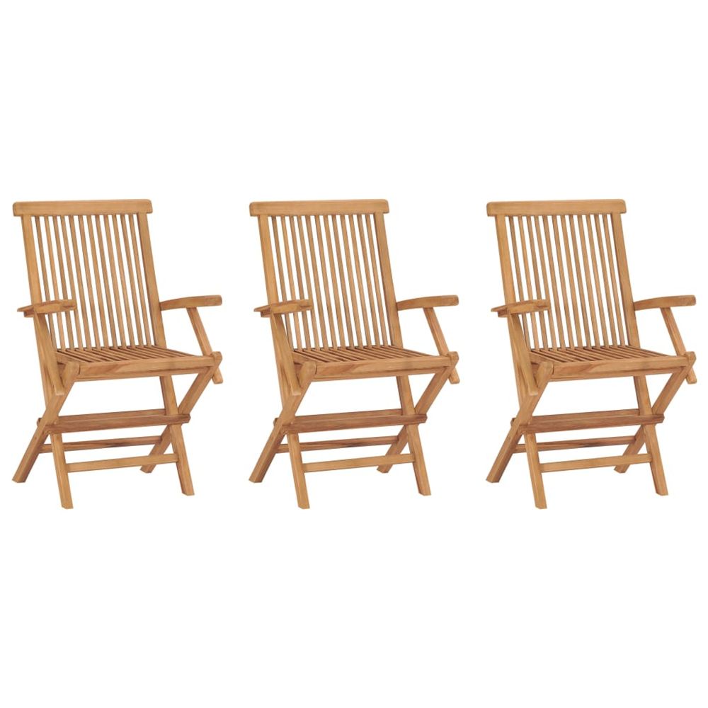 Chaises pliantes 3 pièces en teck massif
