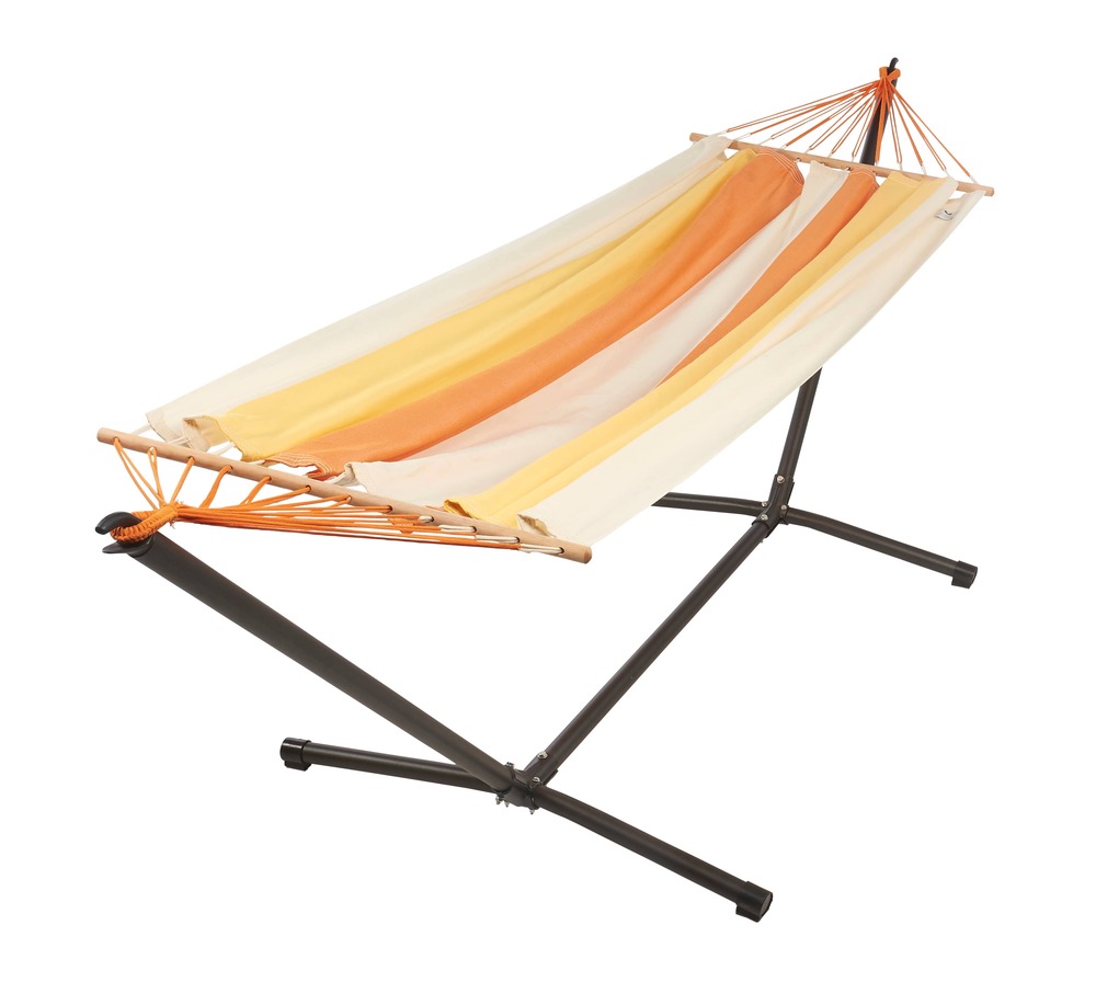 Set Hamac coloris safran + support métal - set MétaliK Graphik - certifié fsc 100% 300x140cm
