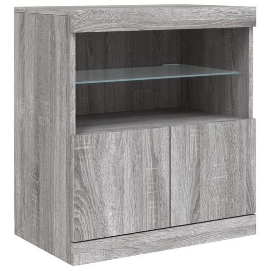 Buffet bahut commode armoire meuble de rangement organisateur cuisine salle de séjour salon avec lumières led sonoma 60 x 37