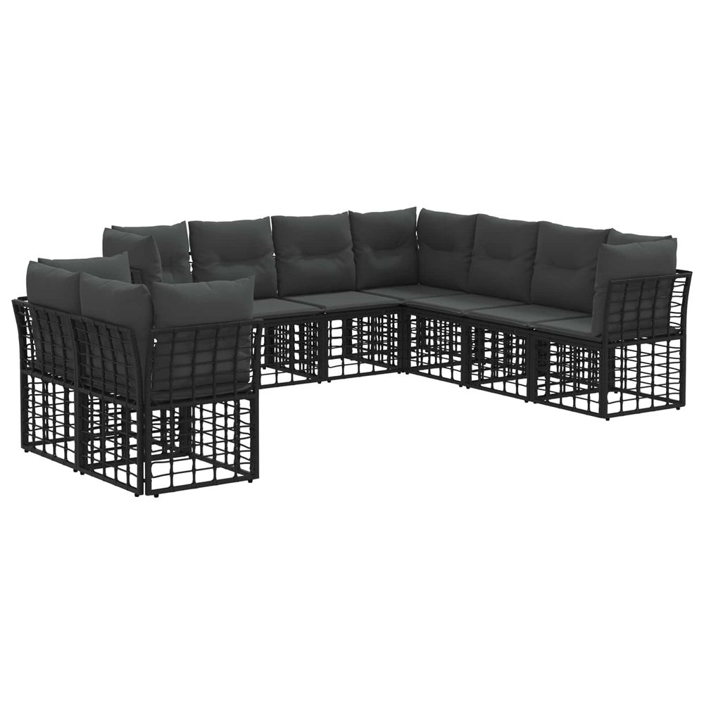 Ensemble de canapés d'extérieur noir polyester
