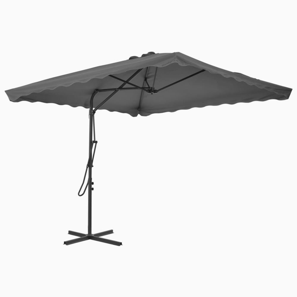 Parasol d'extérieur avec mât en acier 250 x 250 cm anthracite