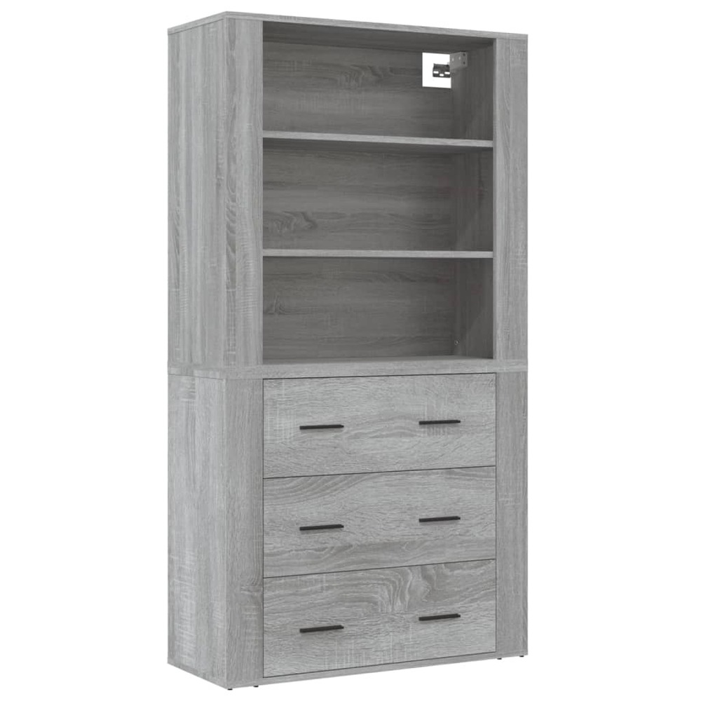 Buffet bahut commode armoire meuble de rangement organisateur cuisine salle de séjour salon haut sonoma bois d'ingénierie gri