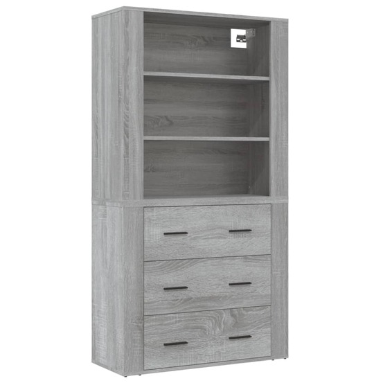 Buffet bahut commode armoire meuble de rangement organisateur cuisine salle de séjour salon haut sonoma bois d'ingénierie gri