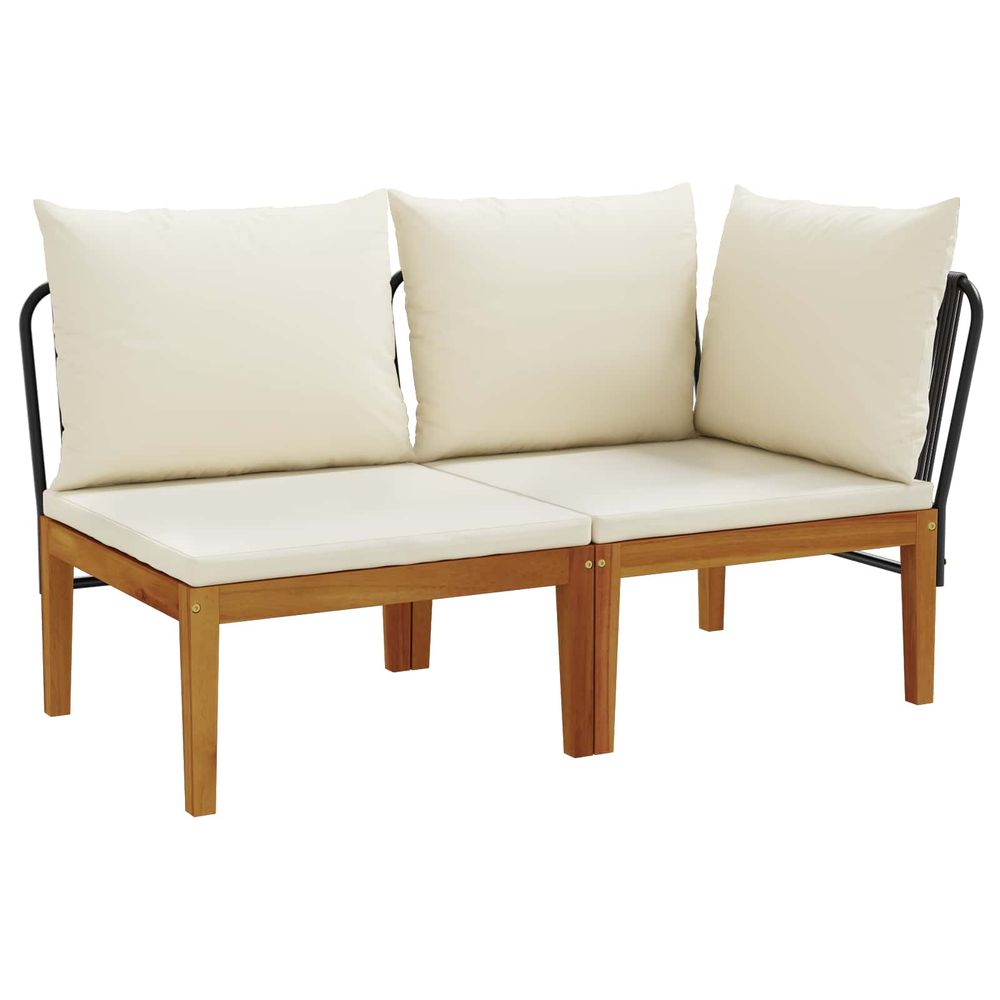 2 pc ensemble de salon de jardin avec coussins naturel