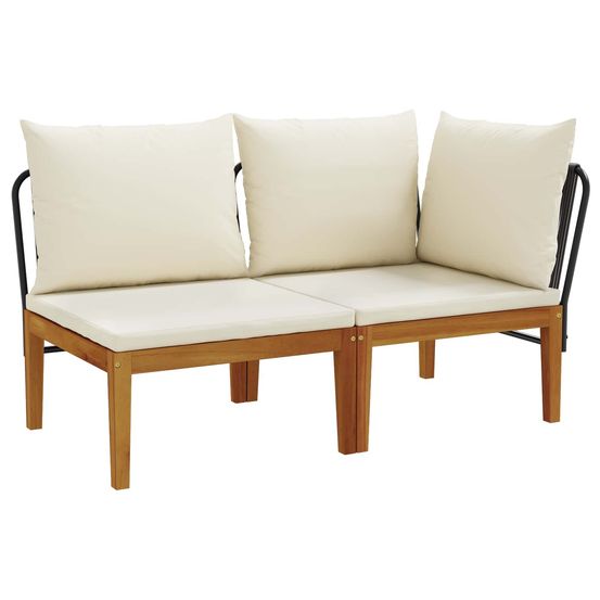 2 pc ensemble de salon de jardin avec coussins naturel