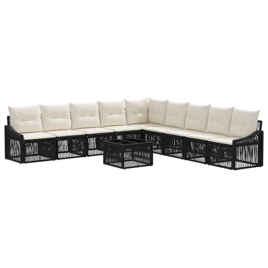 Ensemble de canapé de jardin 10 pc noir polyrotin