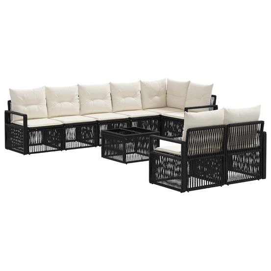 Ensemble de canapé de jardin 9 pc noir polyrotin