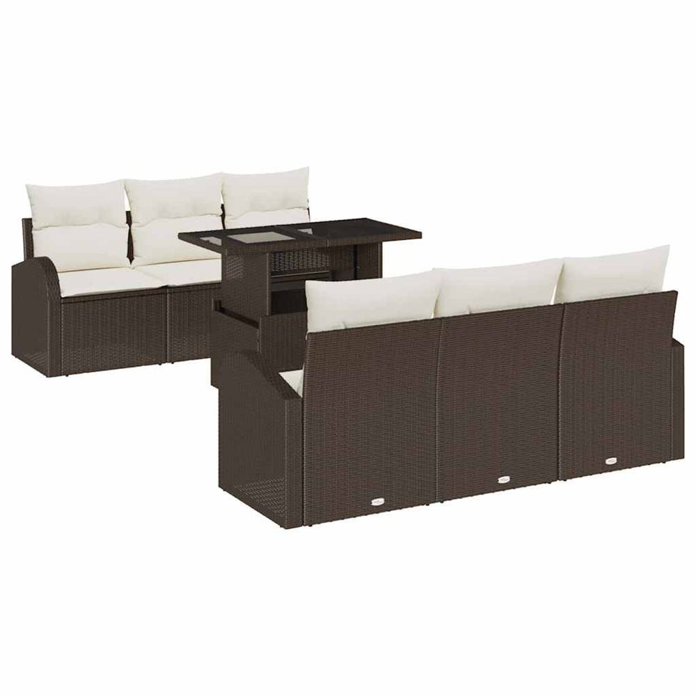 Ensemble de canapé de jardin 7 pc marron poly rattan