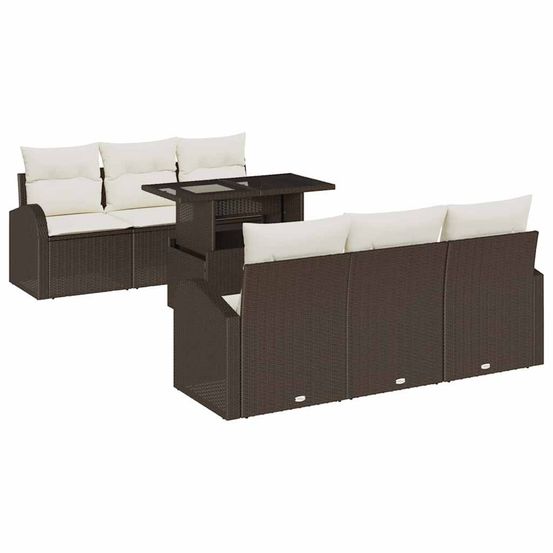 Ensemble de canapé de jardin 7 pc marron poly rattan