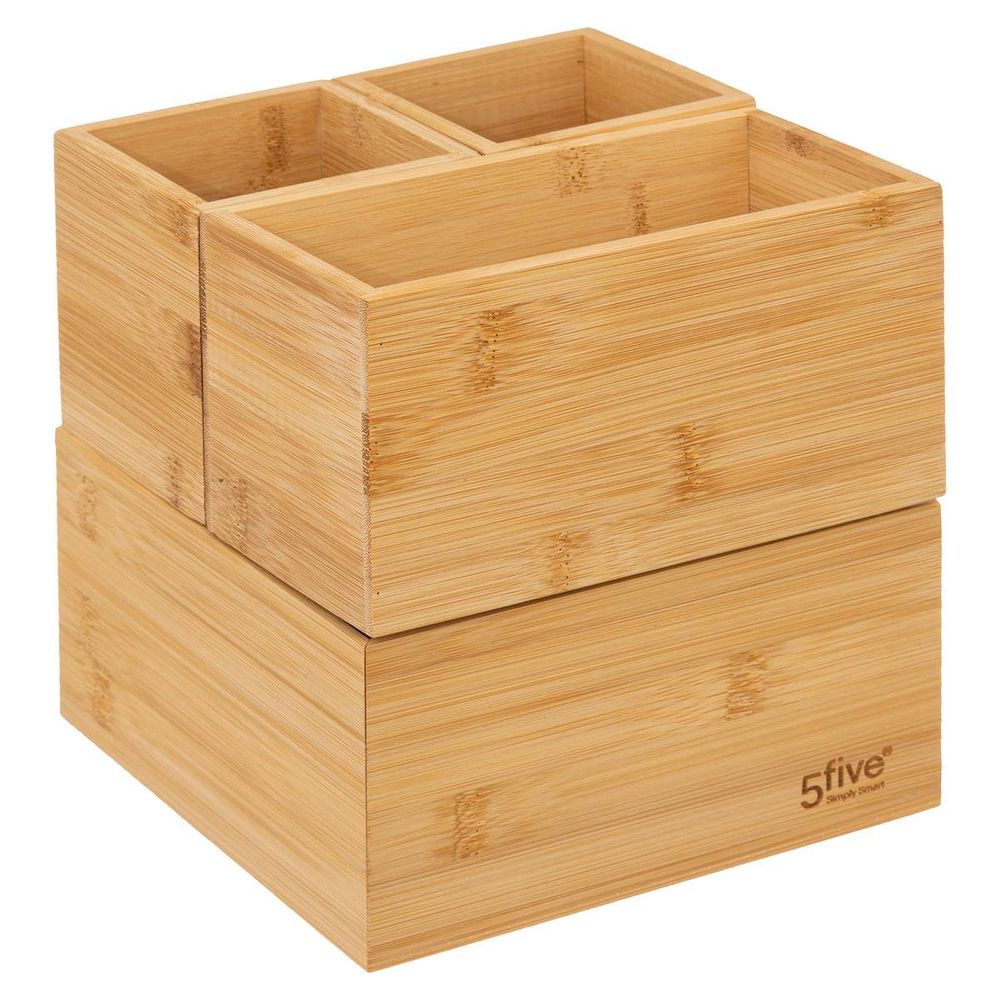 Organiseur En Bambou 5five Tidy Smart - 38x8x7 Cm - Rangement Bureau Ou Maison