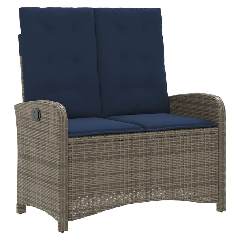 Banc inclinable de jardin avec coussins gris résine tressée