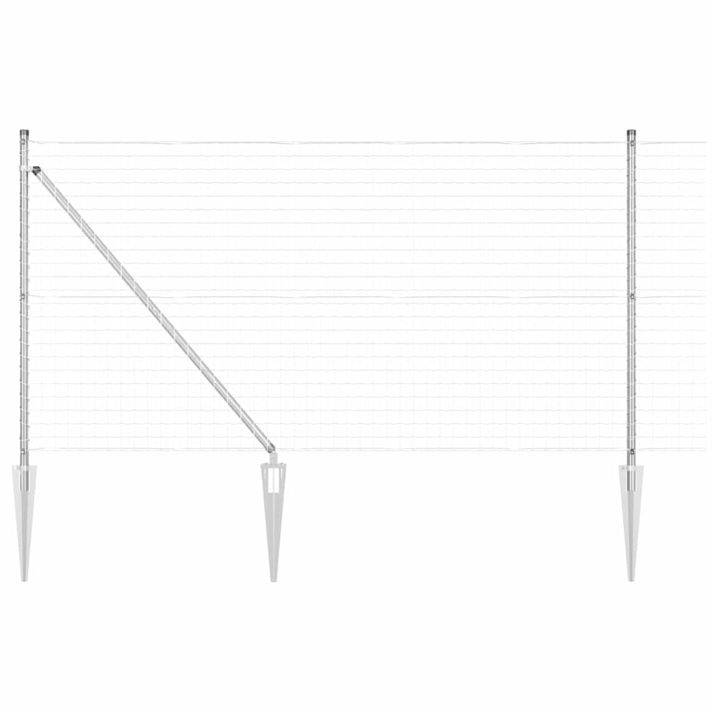 Clôture avec poteau argenté 1 x 10 m acier