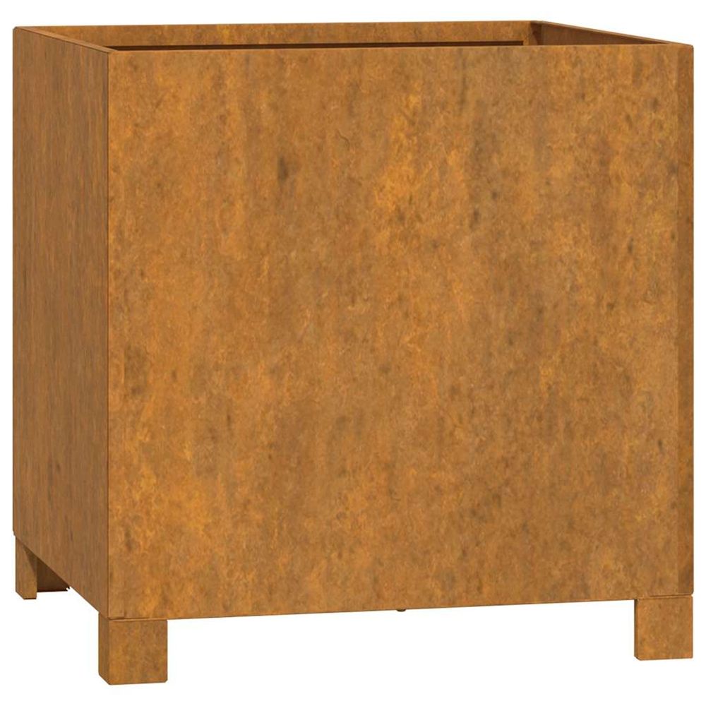 Jardinière d'extérieur avec pieds rouillé 40x40x40 cm acier corten